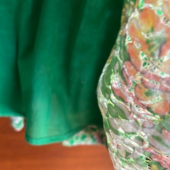 ANTHROPOLOGIE MAEVE Floral Green AND PINK SEQUIN VERBENA Dress (2) - Picture 8 of 10